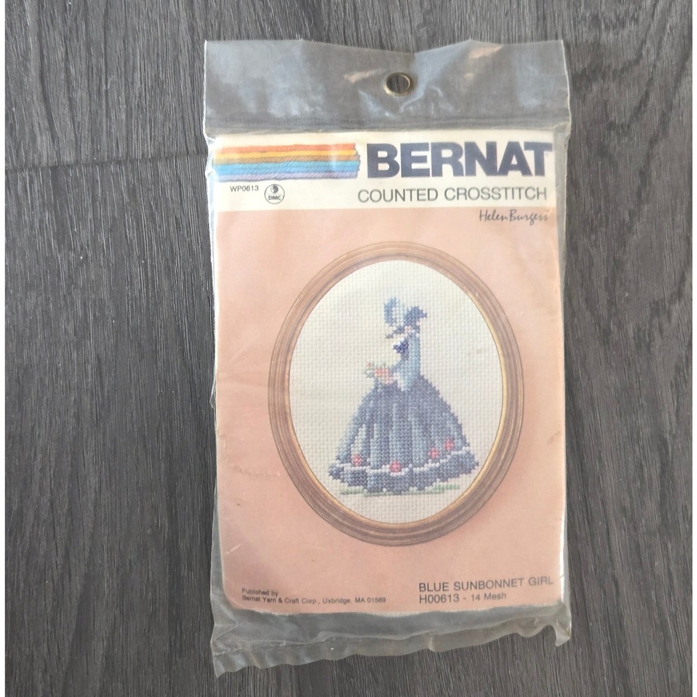 Bernat Blue Sunbonnet Girl Counted Cross Stitch Kit 400813‎